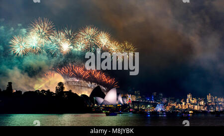 New Years Eve Fireworks and Celebration in Sydney, Australia Stockfoto