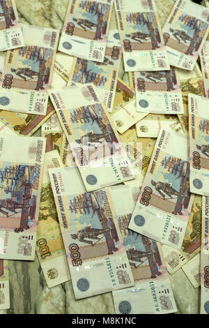 Hintergrund von Dollar, Euro und polnischen Złoty-Banknoten hergestellt Stockfoto