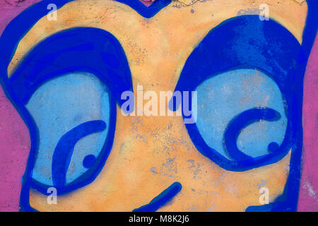 Original Ölgemälde auf Leinwand giclee, Hintergrund oder Konzept. pop Portrait von womans Gesicht Stockfoto