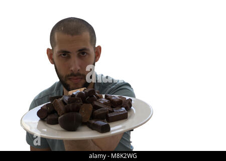 Rose gewürzt mit Mutter lecker Turkish Delight in großen weißen Fach Platte. Bereit für Ramadan Stockfoto