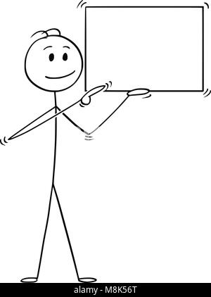 Cartoon von Mann oder Geschäftsmann Holding leer Zeichen und Zeigen Stock Vektor