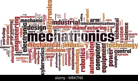 Mechatronik Wort cloud Konzept. Vector Illustration Stock Vektor