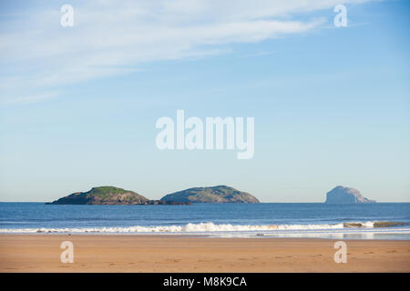 Das Lamm, Craigleith und Bass Rock vor der Küste North Berwick Schottland Stockfoto