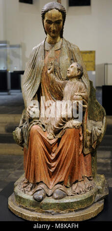 Aachen Madonna. Köln, C. 1230. Deutschland. Eiche, polychrome. Museum Schnütgen. Köln, Deutschland. Stockfoto