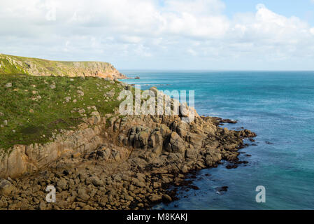 Porthgwarra Küstenlinie in West Cornwall Stockfoto