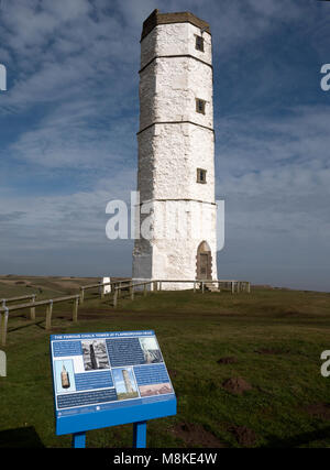 Chalk Turm - Ehemalige Leuchtturm und Ältesten in Großbritannien - bei Flamborough Head, Flamborough, East Riding von Yorkshire, Yorkshire, England, UK. Stockfoto