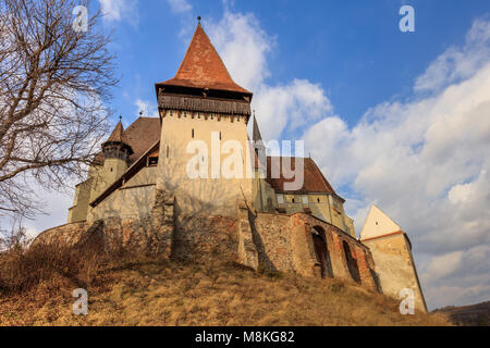 Birthälm Wehrkirche. Sibiu County. Siebenbürgen, Rumänien Stockfoto