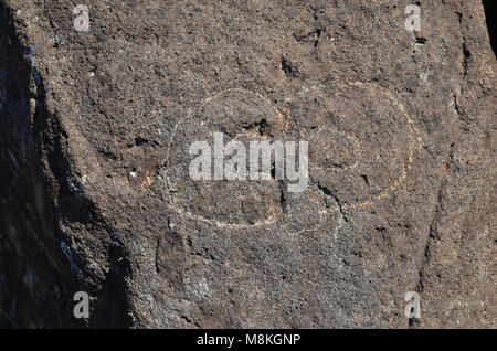 Orongo zeremoniellen Dorf in der Nähe der Caldera des Vulkans Rano Kao, Rapa Nui Stockfoto