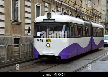 Timisoara, Rumänien. Februar 06, 2017. Alte Tram Stockfoto