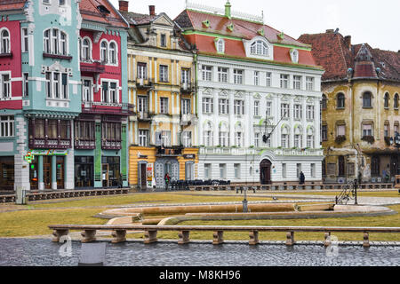 Timisoara, Rumänien. Februar 06, 2017. Union Square (Piata Unirii) Stockfoto