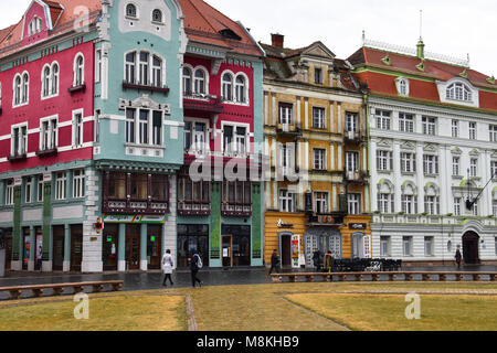 Timisoara, Rumänien. Februar 06, 2017. Union Square (Piata Unirii) Stockfoto