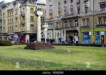 Timisoara, Rumänien. Februar 06, 2017. Sieg Platz (Piaţa Victoriei) Stockfoto