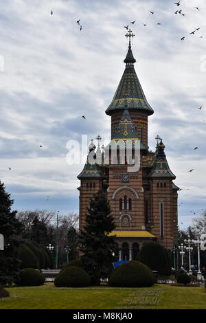 Timisoara, Rumänien. Februar 06, 2017. Timisoara Orthodoxe Kathedrale. Stockfoto