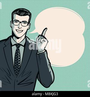 Geschäftsmann oder Mann im Anzug. Geschäftskonzept. Pop Art retro Comic Stil. Cartoon Vector Illustration Stock Vektor