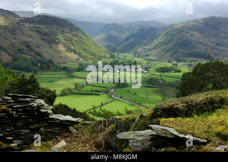 Obere Borrowdale-tal von Burg Crag, Cumbria Stockfoto