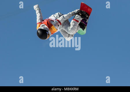 Kelly Clark (USA) konkurrieren in der Snowboard Damen Halfpipe Finale der Olympischen Winterspiele PyeongChang 2018 Stockfoto