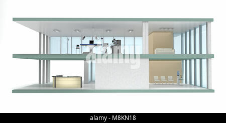 Gebäude des Medical Center in einem Abschnitt. 3D-Rendering Stockfoto