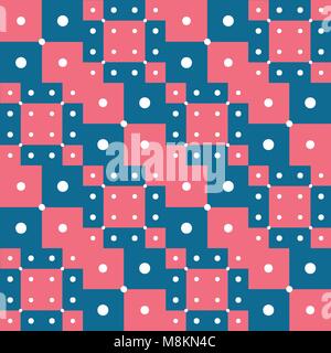 Digitale Kunst Stil Technik abstrakte geometrische nahtlose Muster Hintergrund Design in Rot und Blau Stock Vektor