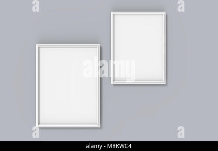 Leeren Bilderrahmen Mockup, 3d-render Frames auf Wand mit leeren Raum für Design zu konfigurieren. Stockfoto