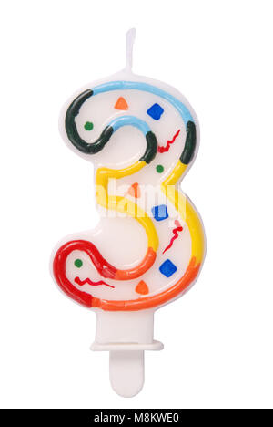 Geburtstag Kerzen in der Form von Ziffern (Zahlen, Datum) für Kuchen auf weißem Hintergrund. Das Konzept der feiern Geburtstag, Jubiläum, im Stockfoto