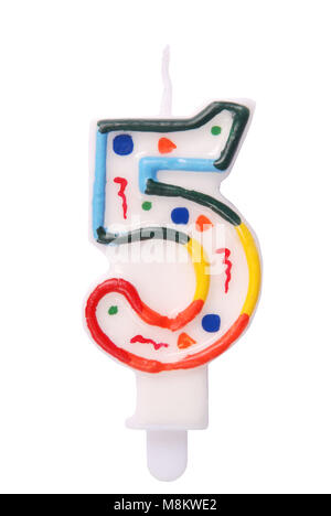 Geburtstag Kerzen in der Form von Ziffern (Zahlen, Datum) für Kuchen auf weißem Hintergrund. Das Konzept der feiern Geburtstag, Jubiläum, im Stockfoto