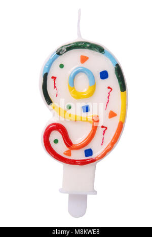 Geburtstag Kerzen in der Form von Ziffern (Zahlen, Datum) für Kuchen auf weißem Hintergrund. Das Konzept der feiern Geburtstag, Jubiläum, im Stockfoto