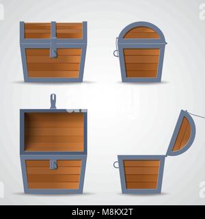 Schatztruhe, flach Stock Vektor