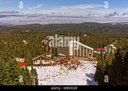 Hotel Ice Angels und Rila Hotel in Borovets Ski Resort, Targovishte, Bulgarien. Stockfoto