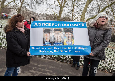 London, Großbritannien. 18. März, 2018. Protest für Harry Reis, George Wilkinson und Josh Kennedy (McGuinness) Speakers' Corner, der öffentliche Raum nord-östlichen Ecke des Hyde Park. Credit: Guy Corbishley/Alamy leben Nachrichten Stockfoto