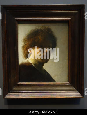 Dec 20, 2017 - Self Portrait in einem frühen Alter 1667, Rembrandt Harmensz van Rijn 1606-1669 Niederländische Öl auf Leinwand, das Rijksmuseum, Amsterdam Stockfoto