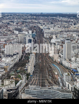 Bahngleise in Gare Montparnasse, Paris, Frankreich Stockfoto