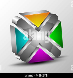 3d-Logo mit farbigen Abschnitt Stock Vektor