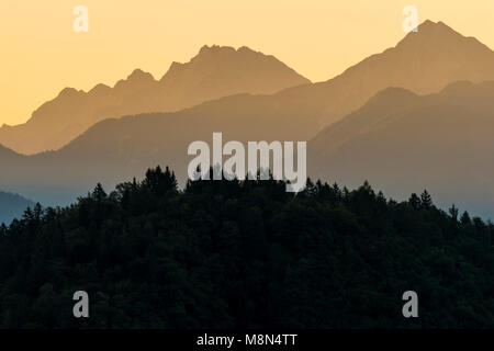 Der See von Bled aus Ojstrica, Obere Krain, Slowenien, Europa Stockfoto