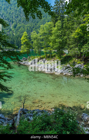 Lago di Fusine Superiore, Julische Alpen, Friaul-Julisch Venetien, Provinz Udine, Italien, Europa Stockfoto