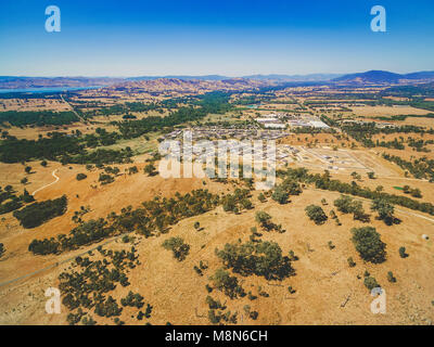 Luftaufnahme von kleinen ländlichen Siedlung in Australien Stockfoto