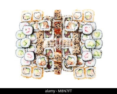 Sushi Roll auf einer auf weißem Hintergrund Stockfoto