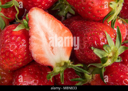 Closeup Schuß von frischen Erdbeeren. Stockfoto