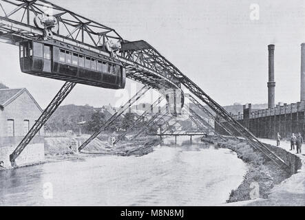 Wuppertal-Barmen - Elberfeld Schwebebahn, Ruhrgebiet, Deutschland, Bild aus der Französischen Wochenzeitung l'Illustration, 20. Oktober 1900 Stockfoto