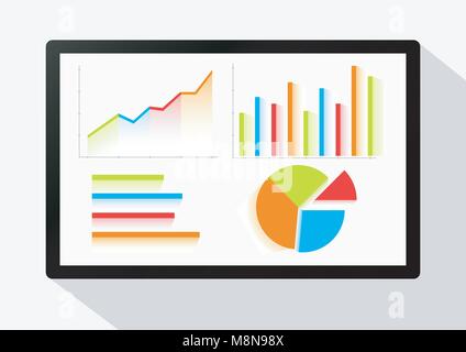 Vektor Design der Infografik Charts in Tablet Stock Vektor