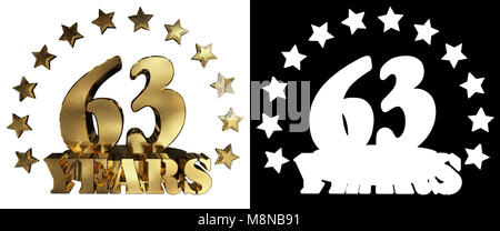 Golden Ziffer 60 3 Und das Wort des Jahres, mit Sternen verziert. 3D-Darstellung Stockfoto