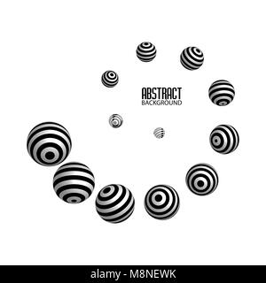 Spirale der gestreifte Kugeln. Zusammenfassung Hintergrund. 3D-Vektor Stock Vektor