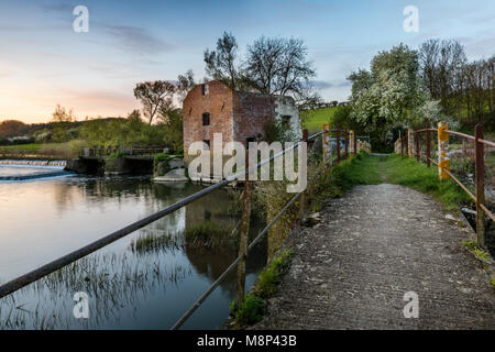 Cutt Mühle ist eine verfallene Mühle am Fluss Stour in der Nähe von Hinton St. Maria, in der Nähe von Sturminster Newton in Dorset, England Stockfoto