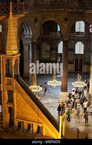 Mimbar in die Hagia Sophia (Türkisch: Ayasofya) Tempel, Istanbul, Türkei Stockfoto