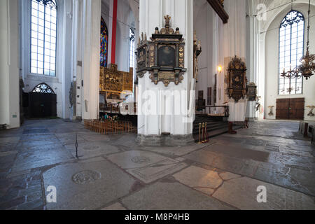 Polen, Danzig, St. Maria Kirche Innenraum - Basilika der Himmelfahrt der Jungfrau Maria (Bazylika Mariacka) Stockfoto