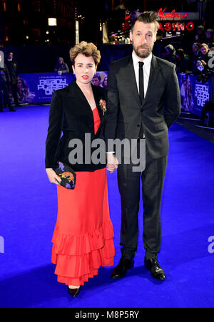 Susan Lynch und Craig Parkinson an die Europäische Erstaufführung von Spieler Eins auf der Vue West End in Leicester Square, London statt. Stockfoto