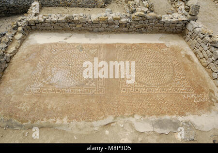 Mosaik von Empuries, Provinz Girona, Spanien Stockfoto