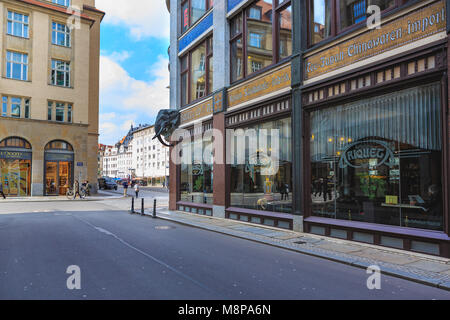 LEIPZIG, Deutschland - ca. März 2018: Die Riquethaus Leipzig Stadt in Deutschland Stockfoto