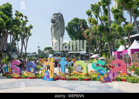 Merlion Plaza, Sentosa Island, Central Region, Singapur Insel (Pulau Ujong), Singapur Stockfoto