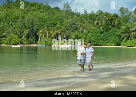 älteres Ehepaar auf Strand Stockfoto