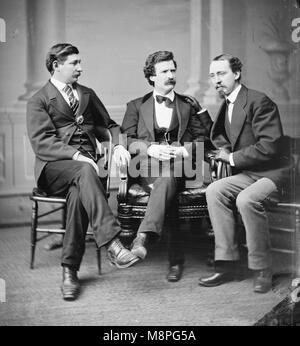 Von links, George Alfred Townsend, Mark Twain (Samuel L. Clemens) und David Gray. Stockfoto